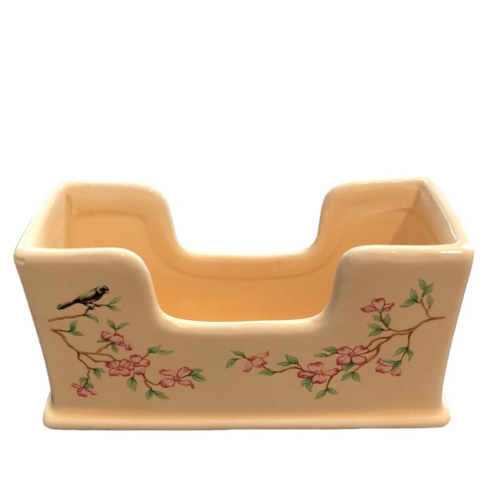 Business Card Holder, Russ Berrie, Bird in a Pink Dogwood Tree, Vintage,